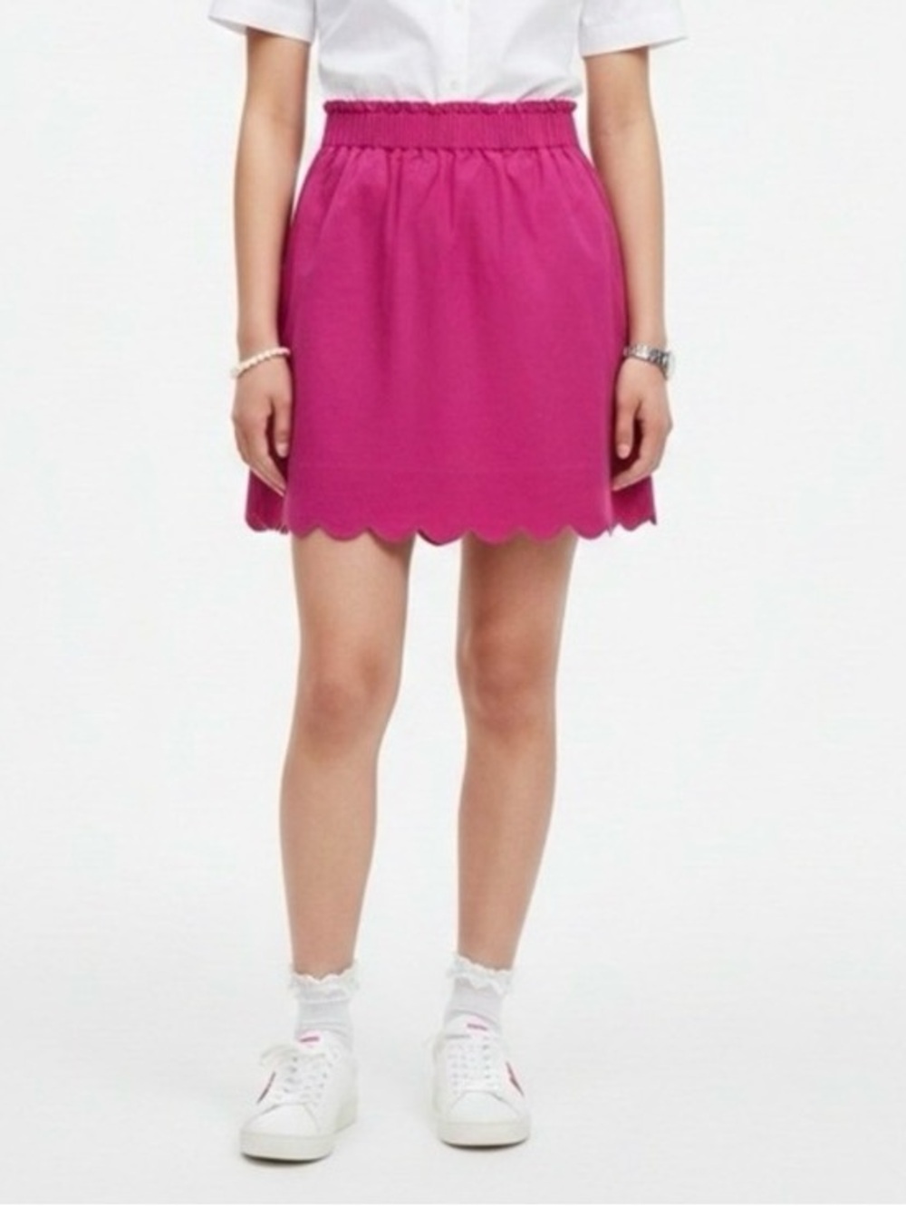 J. CREW LADIES SCALLOPED decorative Hem ,Linen-cotton Skirt 
SIZE 4
WOMENS